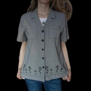 Alfred Dunner Women's Black and White Blouse